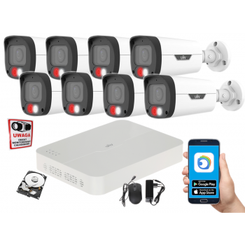 ZESTAW MONITORINGU IP Uniview NVR301-08LS3-P8 + 8x IPC2314LE-ADF28KM-WL 4MPX 2.8mm 2TB